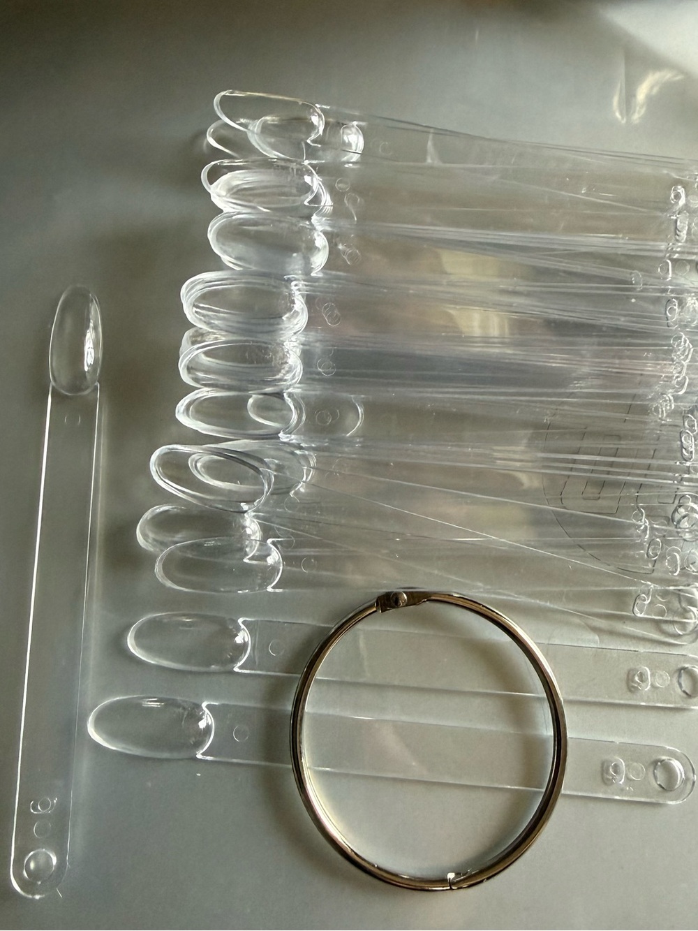 50 Clear Plastic Nail Display Swatch / Practice sticks with Metal Ring